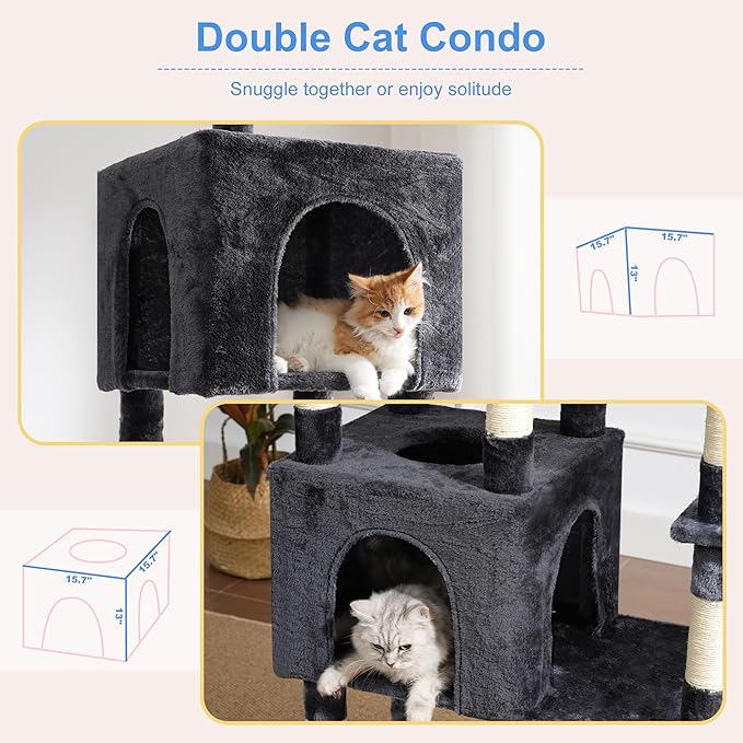Heybly Cat Tree, 76-Inch Tall Heavy Duty Cat Tower - Image 8