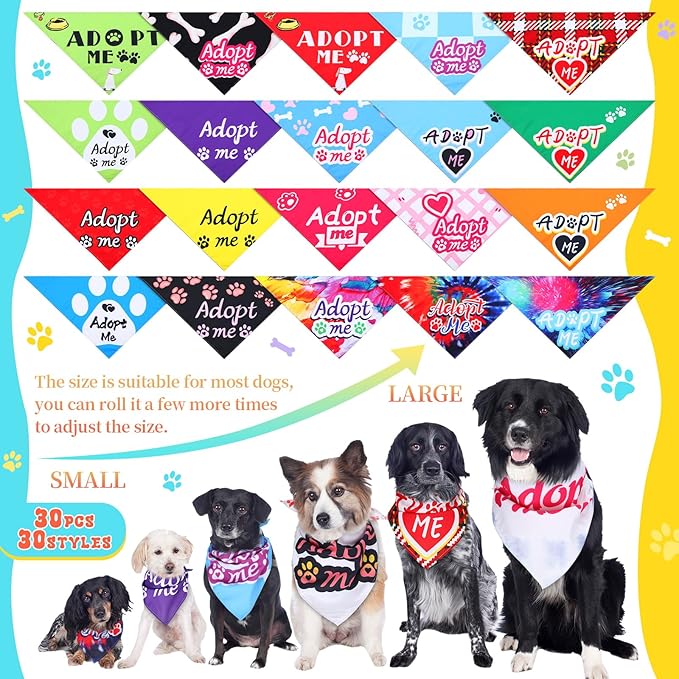 Huhumy 30 Pcs Adopt Me Dog Bandanas Bulk Pet Bibs Colorful Triangle Scarf Pet - Image 4