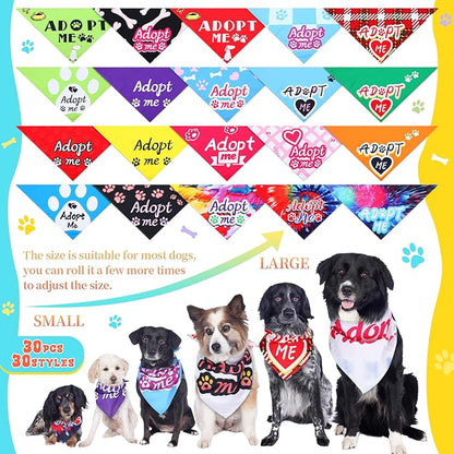 Huhumy 30 Pcs Adopt Me Dog Bandanas Bulk Pet Bibs Colorful Triangle Scarf Pet - Image 4