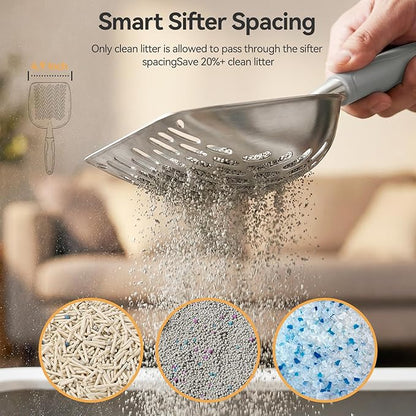 Cat Litter Scoop, Large Long Handle Kitty Metal Scooper, Heavy Duty Aluminum - Image 5