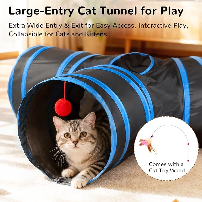 Tempcore Cat Tunnel for Indoor Cats, 3-Way Collapsible Play Tunnel - Image 4