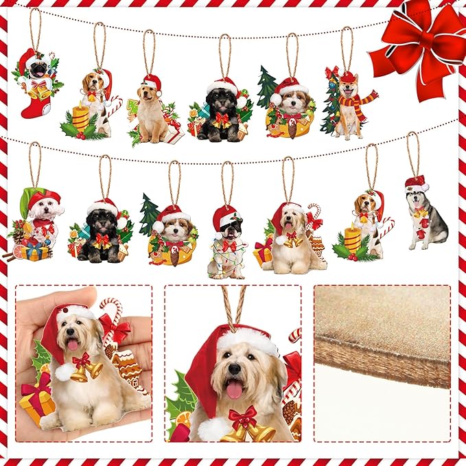 40 Pieces Dog Christmas Tree Ornament Xmas Decorations Funny Dog Lovers Gift - Image 3