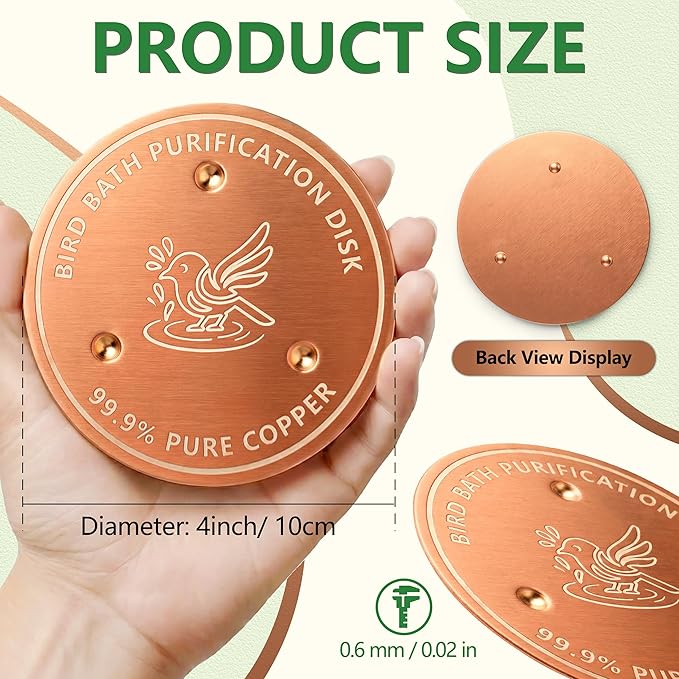 Factee 2PCS Bird Bath Copper Disk – 0.6mm Thick 99.9% Pure Copper Cleaning Disk - Image 7