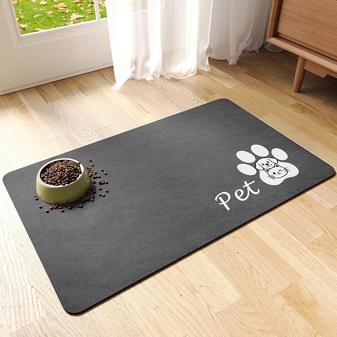 Dog Cat Feeding Mat-Absorbent Pet Bowl Mat by RUEYA