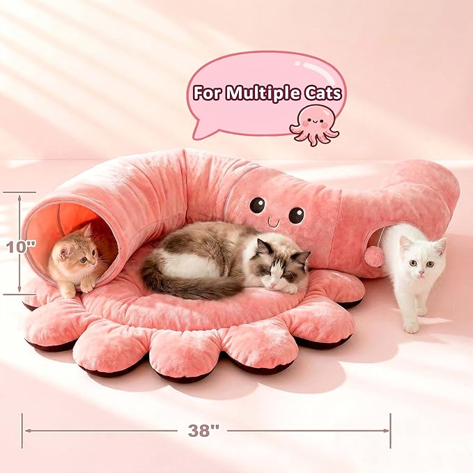 Cat Tunnel Bed with 20 Cat Toys, Collapsible Play Tunnel - Image 7