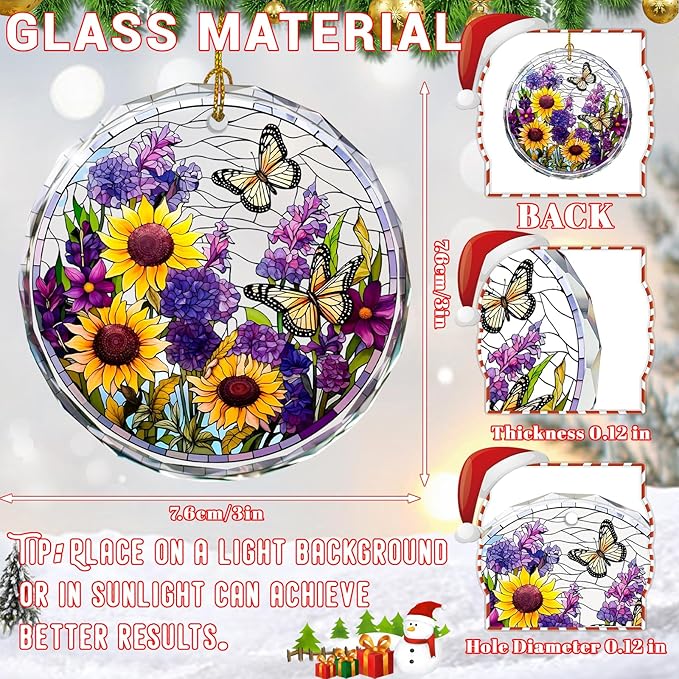 Flower Christmas Ornament, Stained Glass Xmas Ornaments and Christmas Tree - Image 2