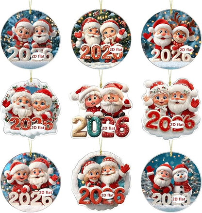 9 Pcs Christmas Tree Decorations 2026 Merry Christmas Santa Claus Hanging by BHOOKA
