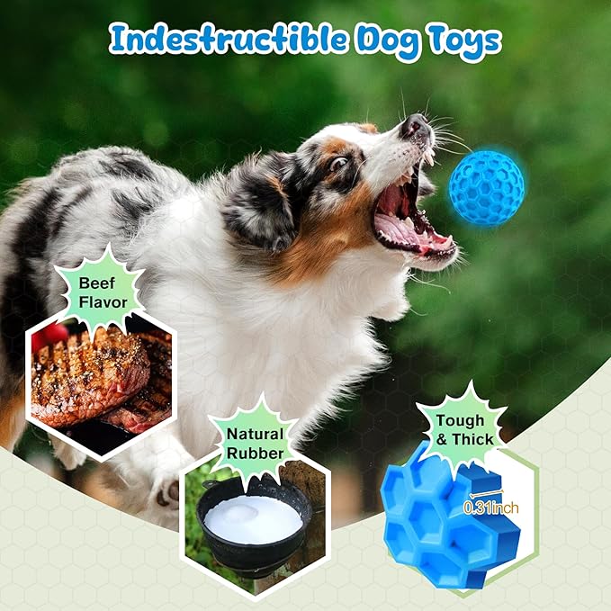 Squeaky Dog Toys for Aggressive Chewers, Indestructible Dog Balls for - Image 3