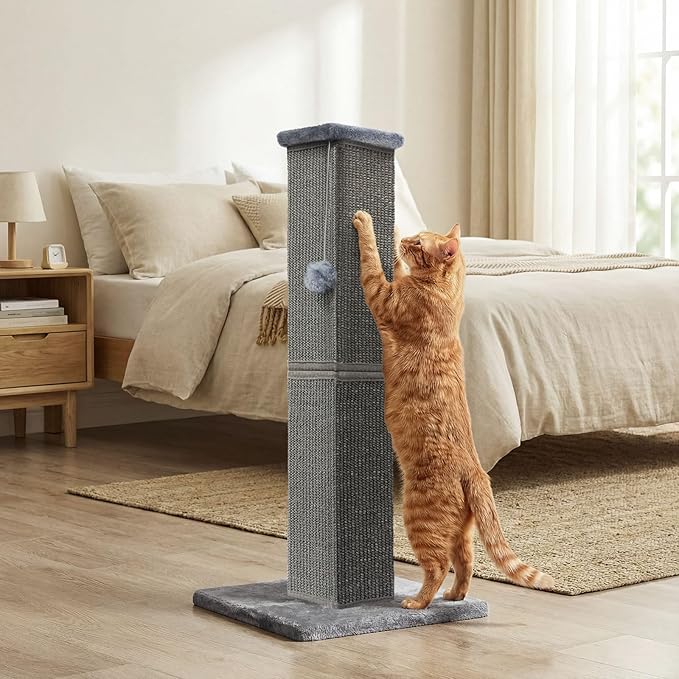 Cat Scratching Post 32 Inch for Indoor Large Cats and Kitten, Nature Sisal Tall - Image 6