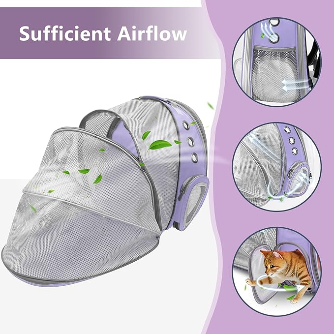 Expandable Cat Backpack Carrier, Breathable Clear Bubble Window Pet Carrier - Image 8