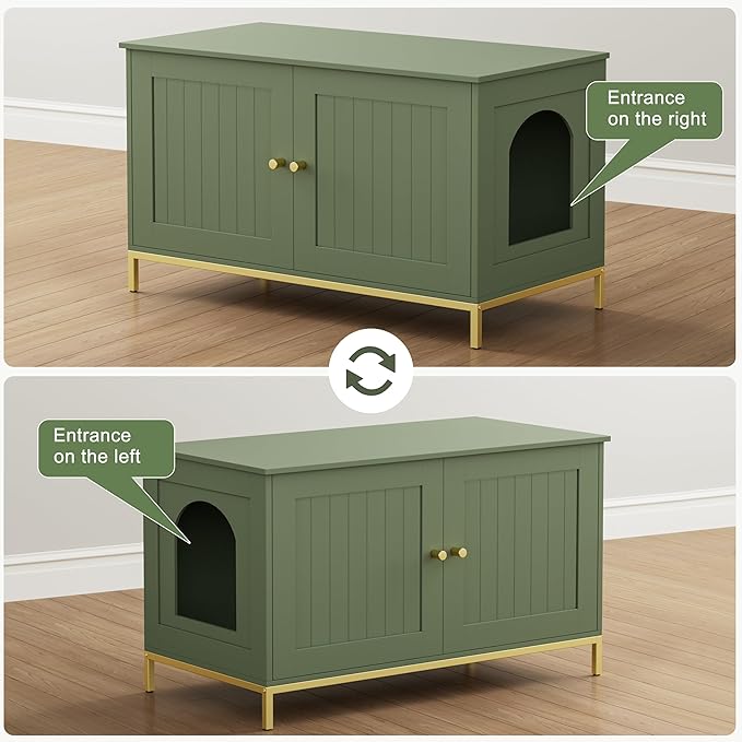 Homhedy 35.4" L Cat Litter Box Enclosure, Cat Washroom Furniture - Image 4