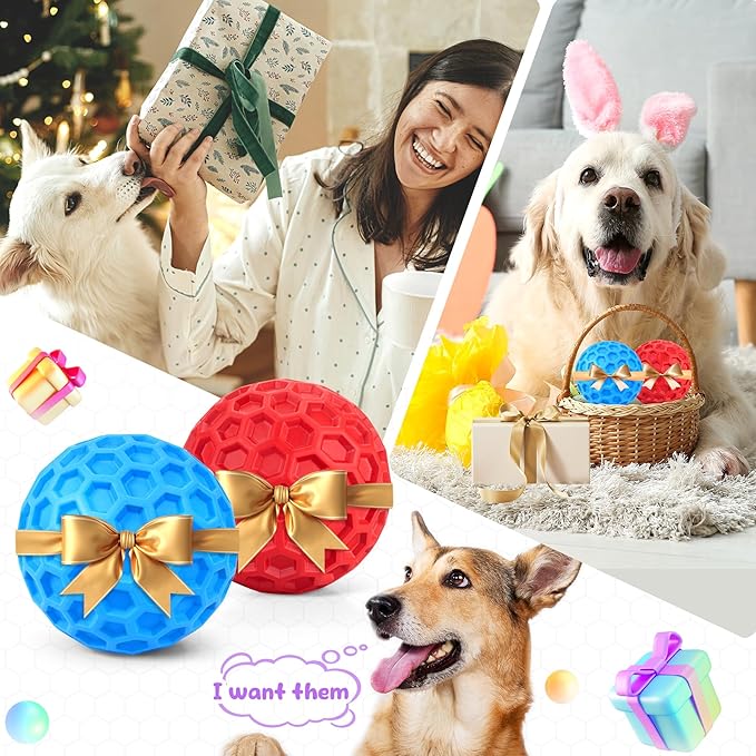 Squeaky Dog Toys for Aggressive Chewers, Indestructible Dog Balls for - Image 8
