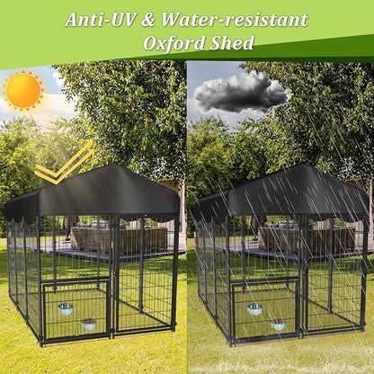 Dog Kennel Outdoor with Roof, 4x4.5x6.2FT Large Heavy Duty Outside Dog Enclosure - Image 4