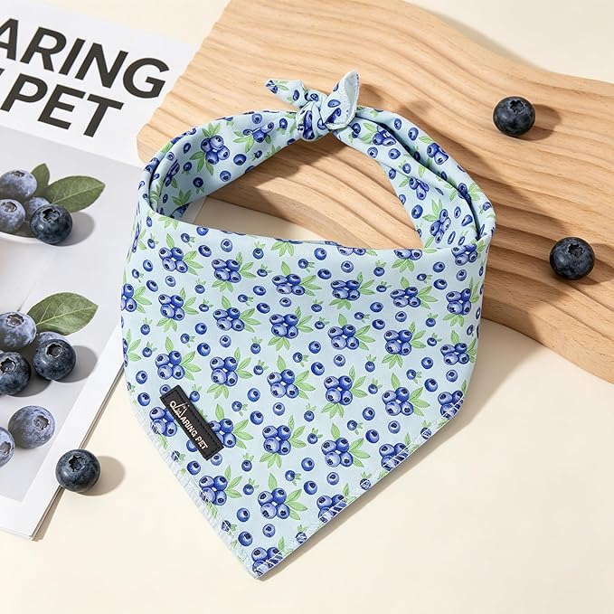 ARING PET Blueberry Dog Bandanas, Cute Blue Pet Bandana Scarf Triangle Bib - Image 2