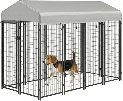 PawHut Outdoor Dog Kennel with Roof, UV-Resistant & Waterproof Cover, by PawHut