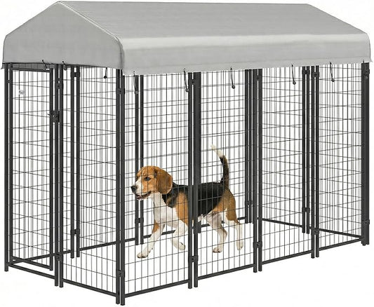 PawHut Outdoor Dog Kennel with Roof, UV-Resistant & Waterproof Cover, by PawHut