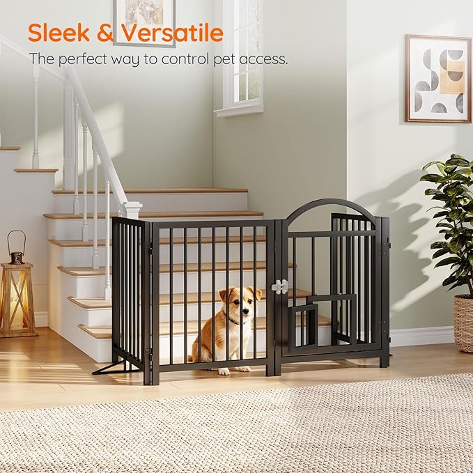HOOBRO 4 Panel Freestanding Dog Gate - Image 2