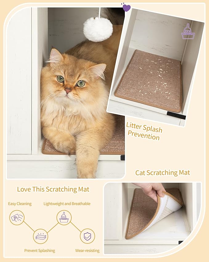 Hzuaneri Cat Litter Box Enclosure, Hidden Litter Box Cabinet Furniture - Image 5