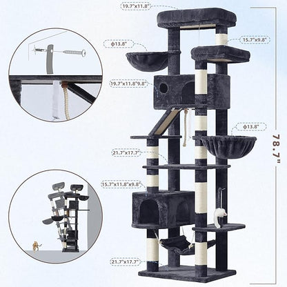 Gitelsnour Cat Tree for Large Cats, 78.7" Tall Cat Tower for Indoor Cats - Image 7