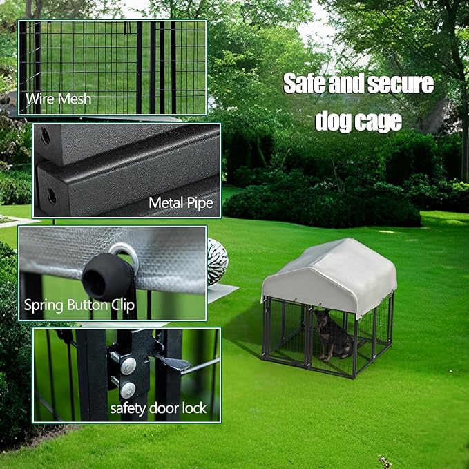 8 Panels Large Dog Kennel Outside Outdoor Dog Kennel Large - Image 2