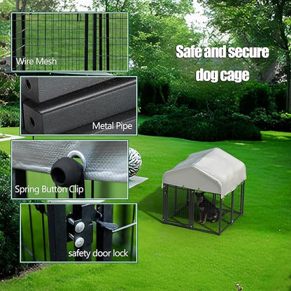 8 Panels Large Dog Kennel Outside Outdoor Dog Kennel Large - Image 2