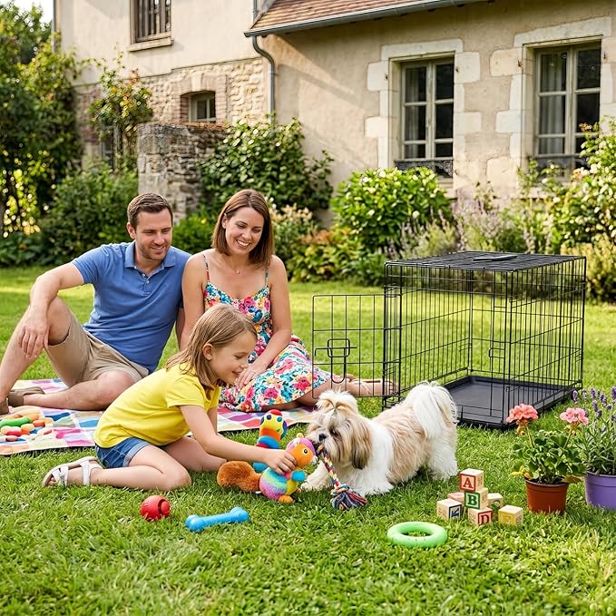 BestPet | Dog Crate | 24" | Black | Foldable Metal Kennel - Image 2