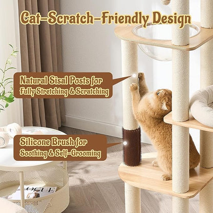 Modern Solid Wood Cat Tree for Indoor Cats Up to 15lbs, Scratcher & - Image 7