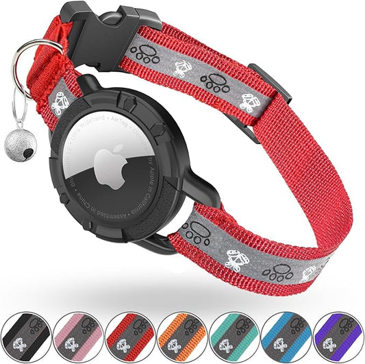 Reflective AirTag Cat Collar, Integrated Cat Tracker Collar by ODOKELE