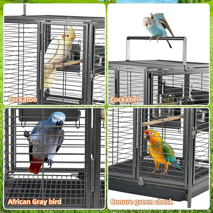 Portable Bird Travel Carrier Cage Black 19 Inch - Image 6