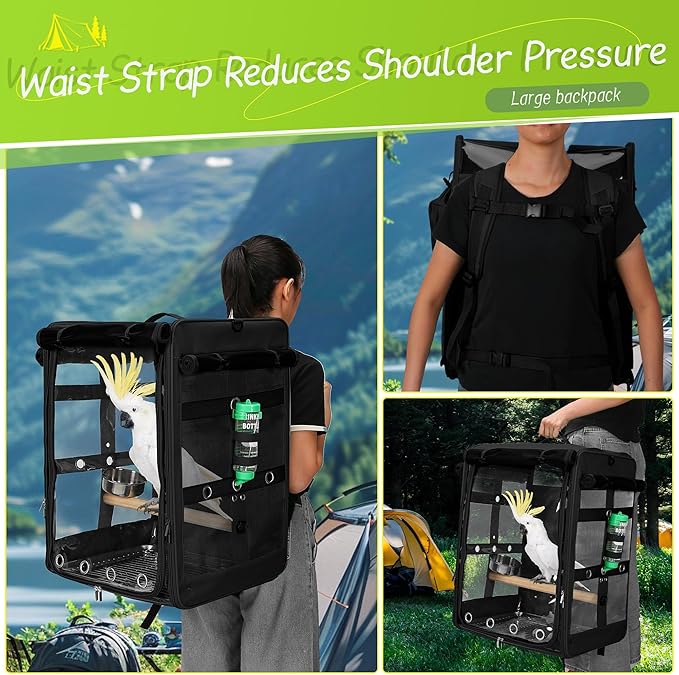 Bird Carrier Travel Cage, Cockatoo Carrier, Parrot Travel Backpack - Image 3