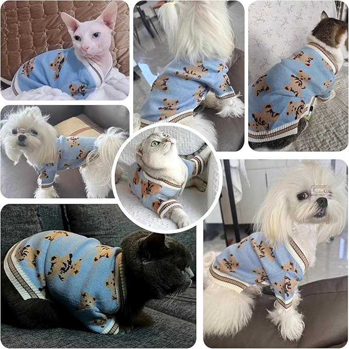 ABRRLO Small Dog Sweaters Cute Bear Dog Cardigans Clothes - Image 2