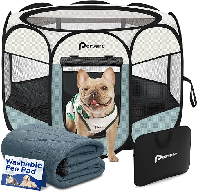 Dog Cat Playpen Indoor Outdoor for Puppy Pet Dogs Cat Recovery After Surgery by PERSURE