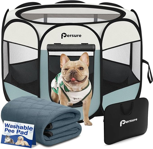 Dog Cat Playpen Indoor Outdoor for Puppy Pet Dogs Cat Recovery After Surgery by PERSURE