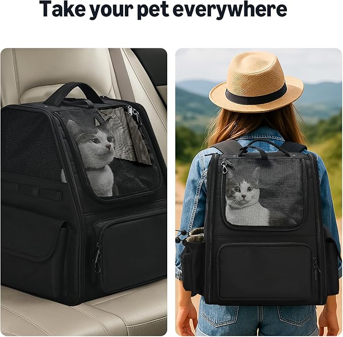 Amazon Basics Pet Backpack for Cats & Small Dogs, Collapsible Travel Carrier - Image 4