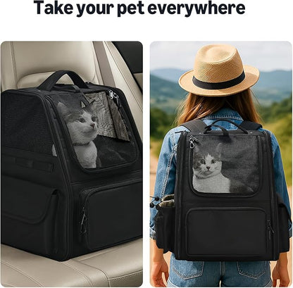 Amazon Basics Pet Backpack for Cats & Small Dogs, Collapsible Travel Carrier - Image 4