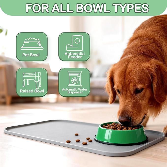 100% Waterproof Silicone Pet Feeding Mat, Warped Resistant Raised Edge BPA-Free - Image 8