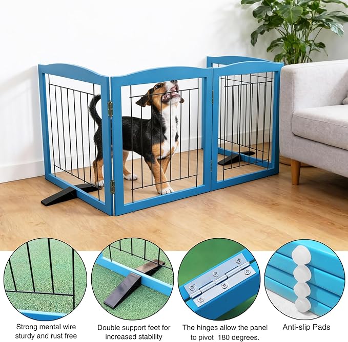 ZJSF Freestanding Dog Fence Indoor, Foldable Dog Gate - Image 5