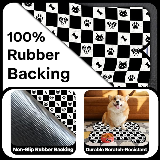 Pet Dog Cat Food Mat, Absorbent Bone Shaped Dog Bowl Mats - Image 5