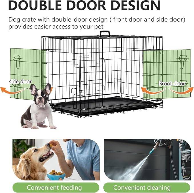 FDW Dog Crate 36-Inch Dog Cage Foldable Metal Kennel - Image 4