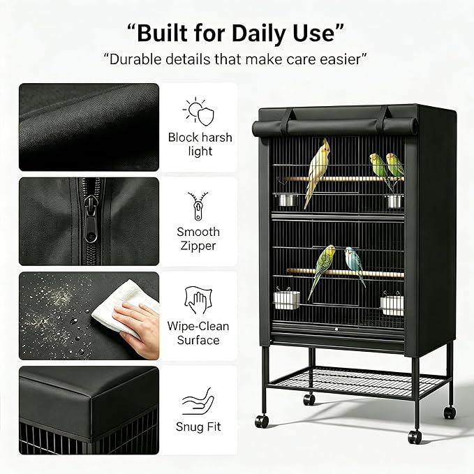 Universal Bird Cage Cover, Good Night Bird Cage Cover Good Night Blackout - Image 5