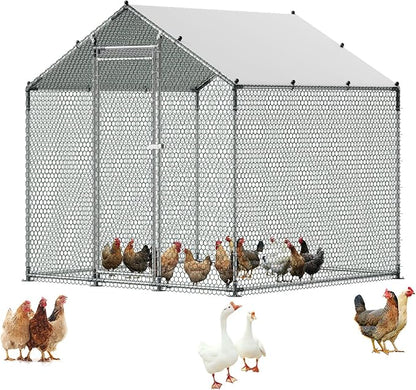 VEVOR Metal Chicken Coop, 6.56x6.56x6.56ft Large Walk-in Chicken Runs by VEVOR