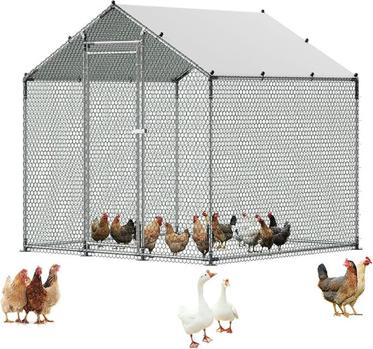 VEVOR Metal Chicken Coop, 6.56x6.56x6.56ft Large Walk-in Chicken Runs by VEVOR