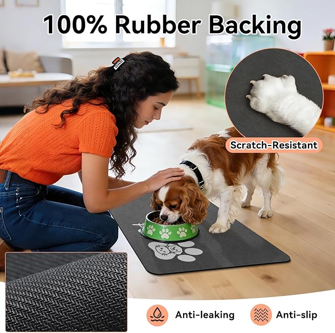 Dog Food Mat - Absorbent Cat Dog Bowl Mat - Image 4