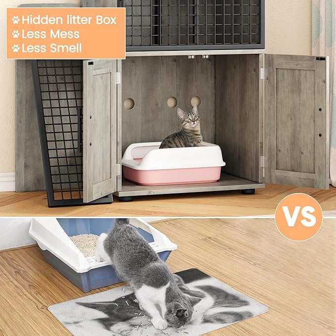 Garvee Dog Proof Cat Feeding Station, Cat Litter Box Enclosure Furniture - Image 4