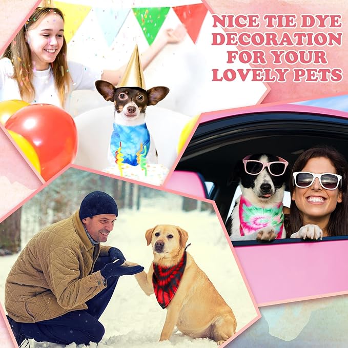 Huhumy 50 Pcs Tie Dye Dog Bandanas Bulk Pet Bibs Colorful Triangle Scarf Pet - Image 6