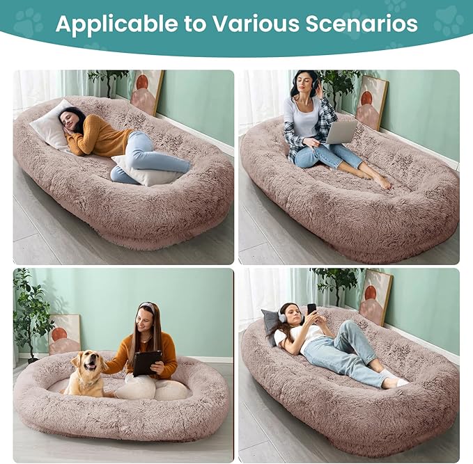 JOLLYVOGUE Human Dog Bed for Adults and Pets, Ultra-Soft Plush Giant Dog Bed - Image 5