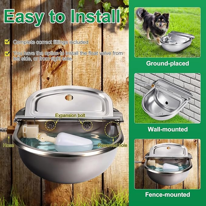 Metal Automatic Dog Water Bowl Dispenser, Outdoor Heavy Duty Stainless Steel - Image 3