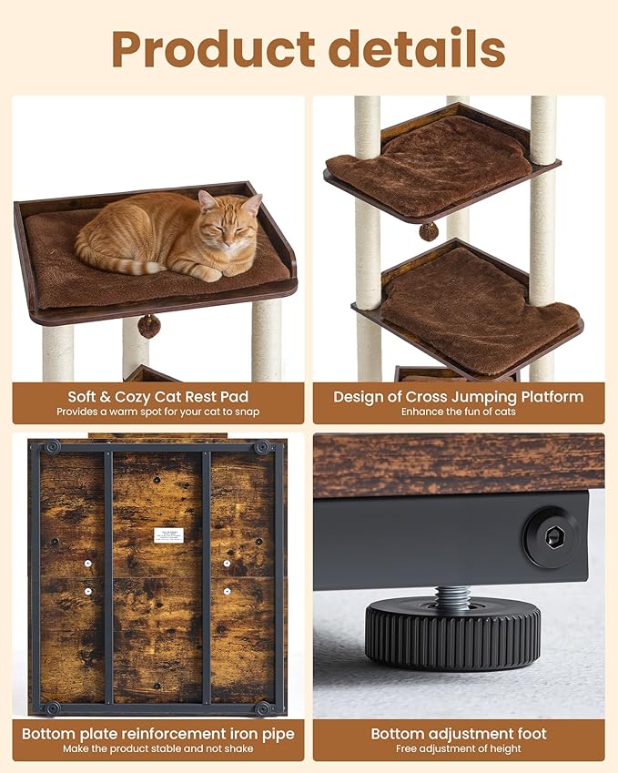 FourFurPets Heavy Duty Cat Tree, 67.7" Cat Tree - Image 6