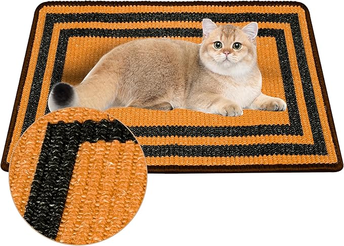 Cat Scratcher Mat, Natural Sisal Cat Scratch Pad, 23.6x15.7 Inch Horizontal Cat by LESISSMER