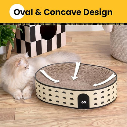 Conlun Oval Cat Scratcher Bed, 2-in-1 Cat Scratching Board, Natural Corrugated - Image 6